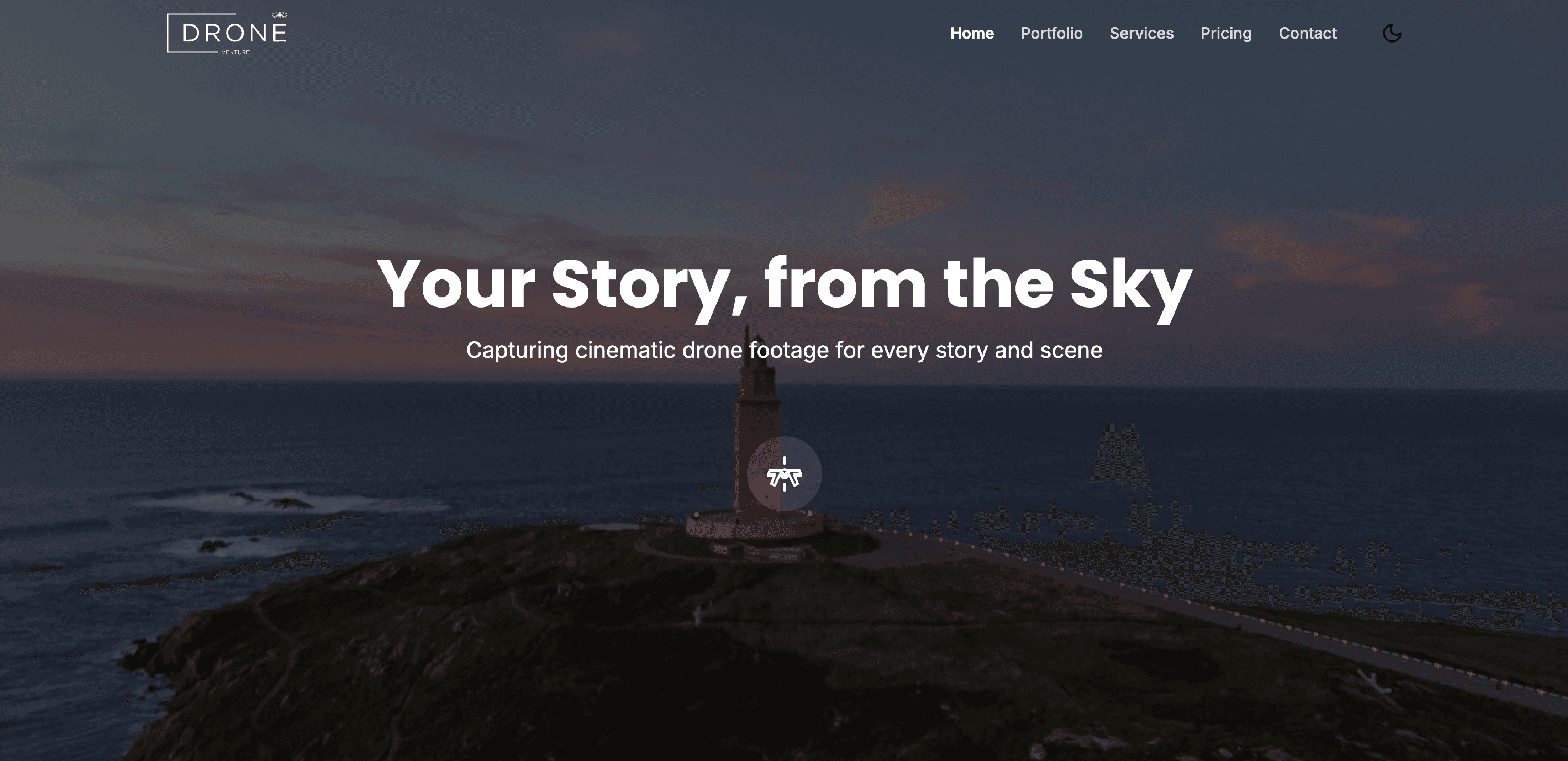 Drone Venture showcase website, displaying aerial photography portfolio work.