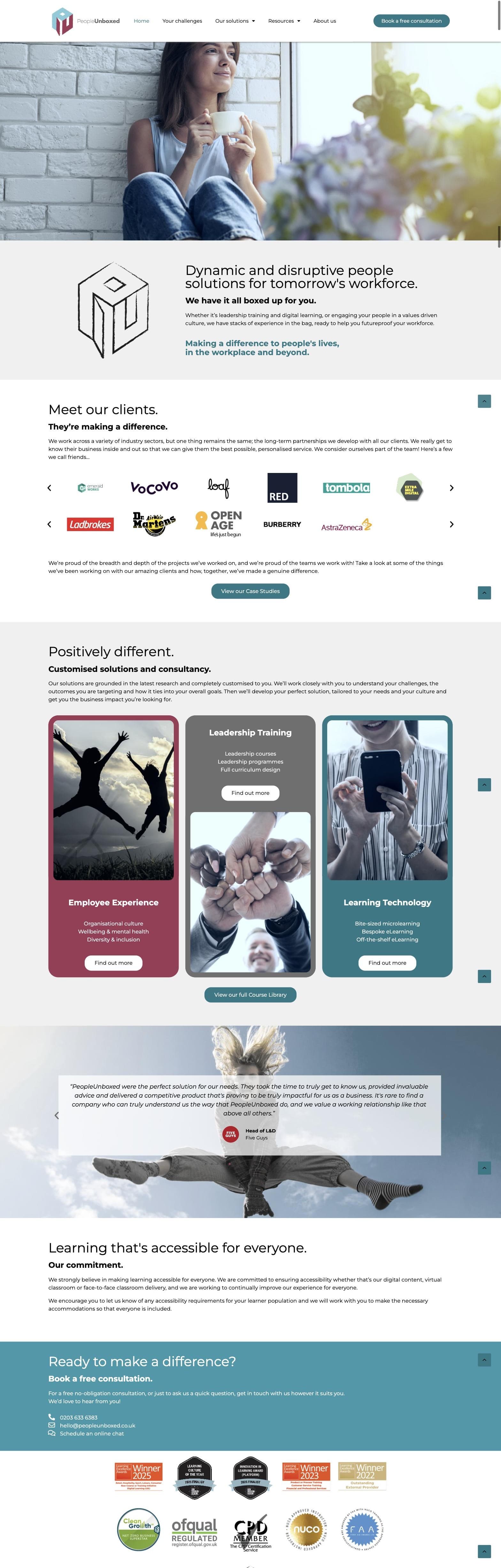 Full-page screenshot of the People Unboxed website, top to bottom.