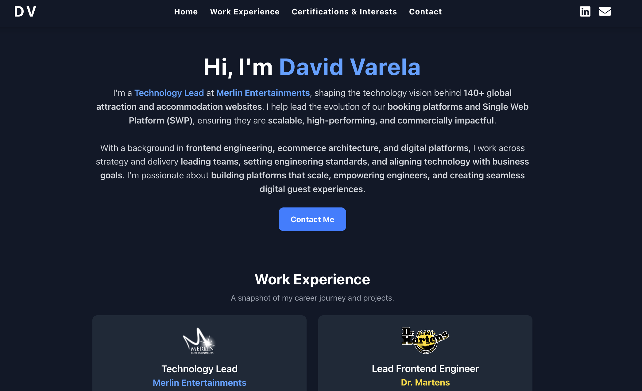 David Varela personal portfolio website